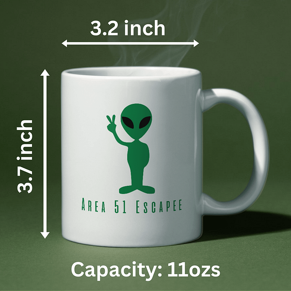 Area 51 Escapee Mug – Funny Alien Coffee or Tea Cup for Sci-Fi Fans - Image 2