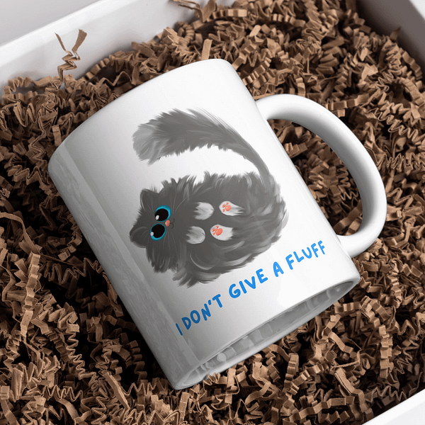 I Don’t Give a Fluff Mug – Funny Bold Cat Mug - Image 4
