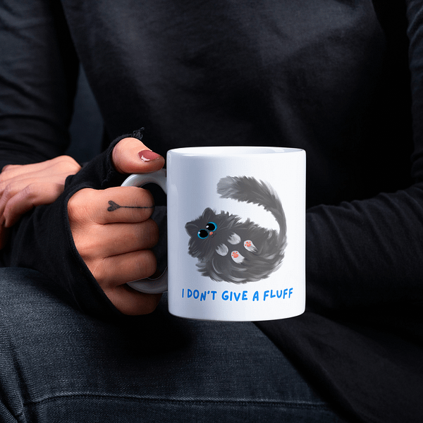 I Don’t Give a Fluff Mug – Funny Bold Cat Mug - Image 3
