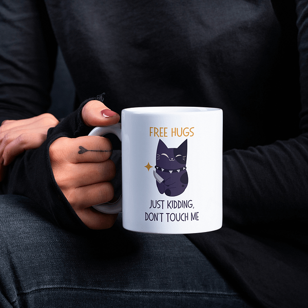 FREE HUGS Just Kidding Mug – Funny Personal Space Mug - Image 4