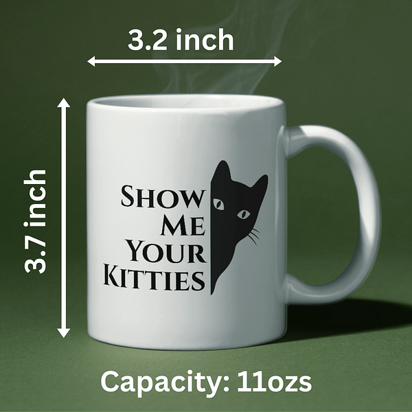 Show Me Your Kitties Mug – Funny Cat Mug Inspired by Final Destination - Image 3